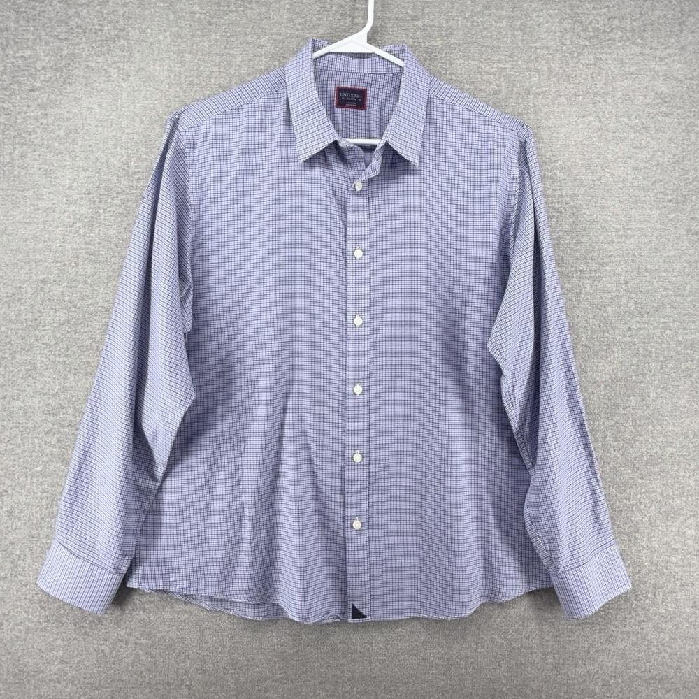 UNTUCKit Ansellmo Shirt Men Size XL Blue Check Long Sleeve Button Up Casual